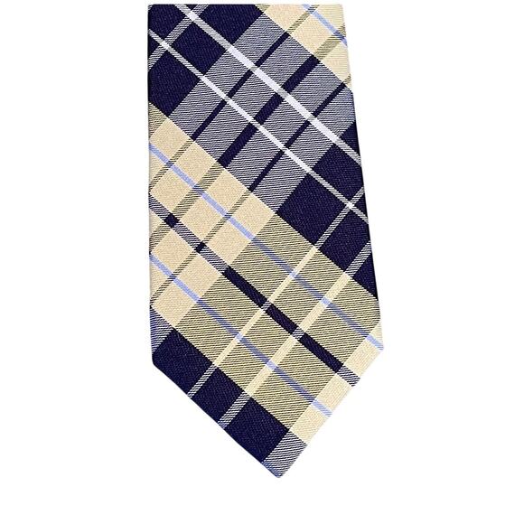 Tommy Hilfiger Yellow, Gray, Black Plaid Tie, Silk Blend, Preppy, Classic, 58" - Picture 1 of 6